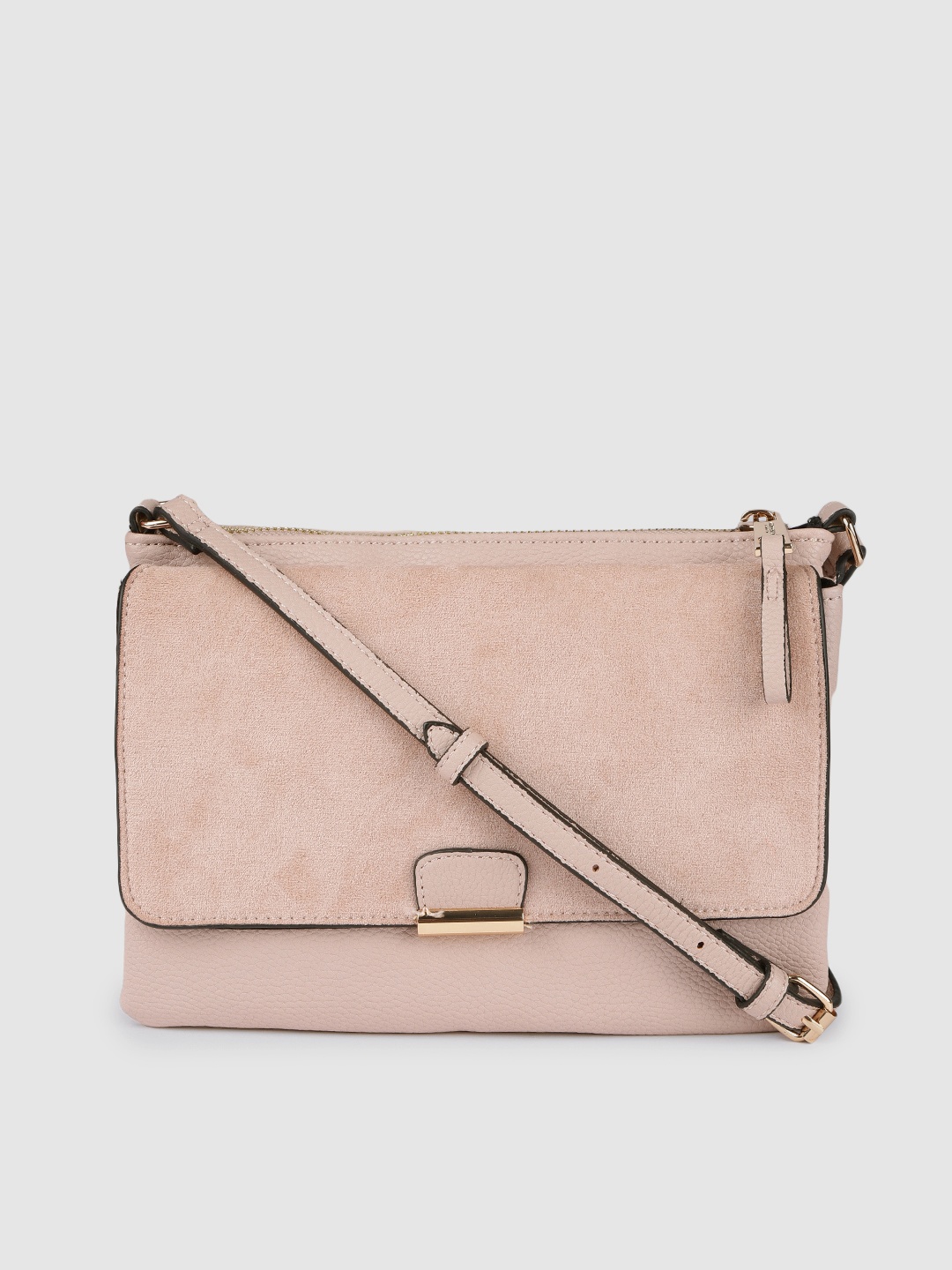 

Accessorize London Women Faux Leather Suede Finish Cassie Sling Bag, Nude