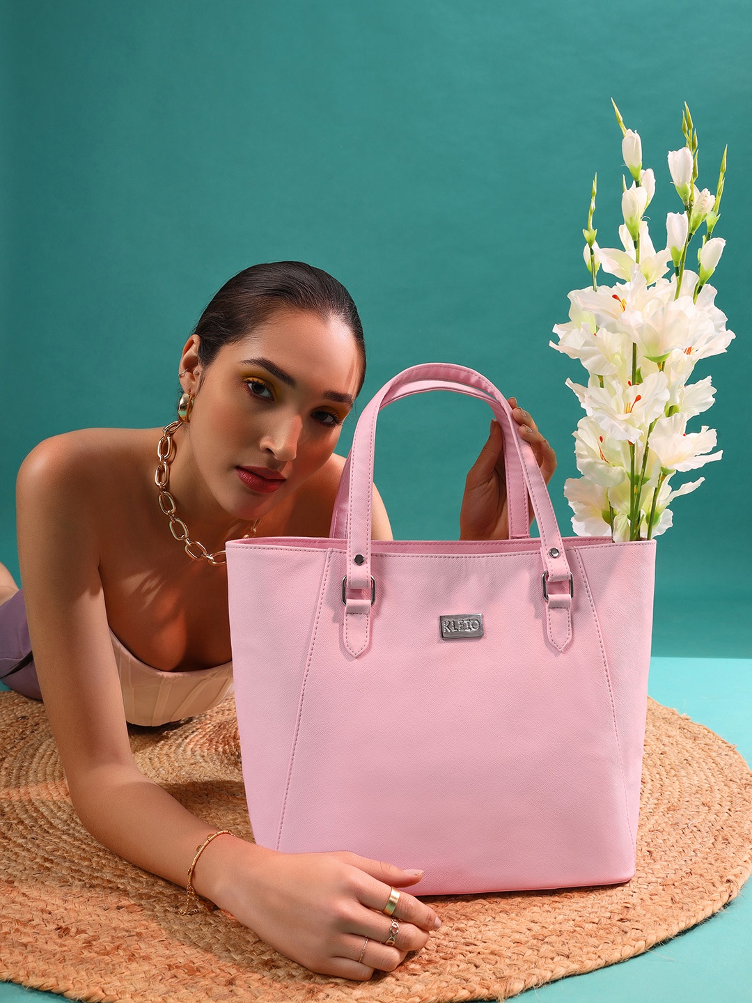 

KLEIO Pink Structured Handheld Laptop Bag