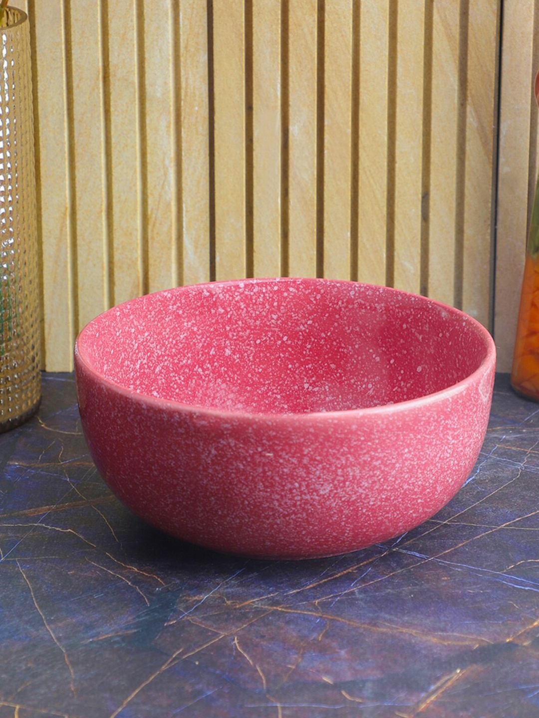 

VarEesha Pink & White 1 Piece Handcrafted and Hand Painted Ceramic Glossy Bowl