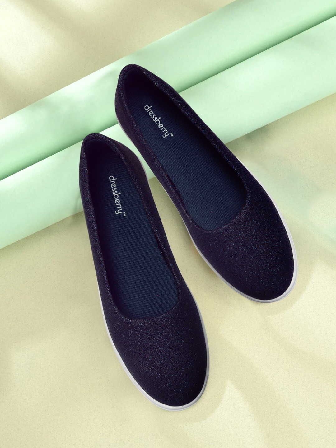

DressBerry Women Navy Blue Glitter Embellished Ballerinas