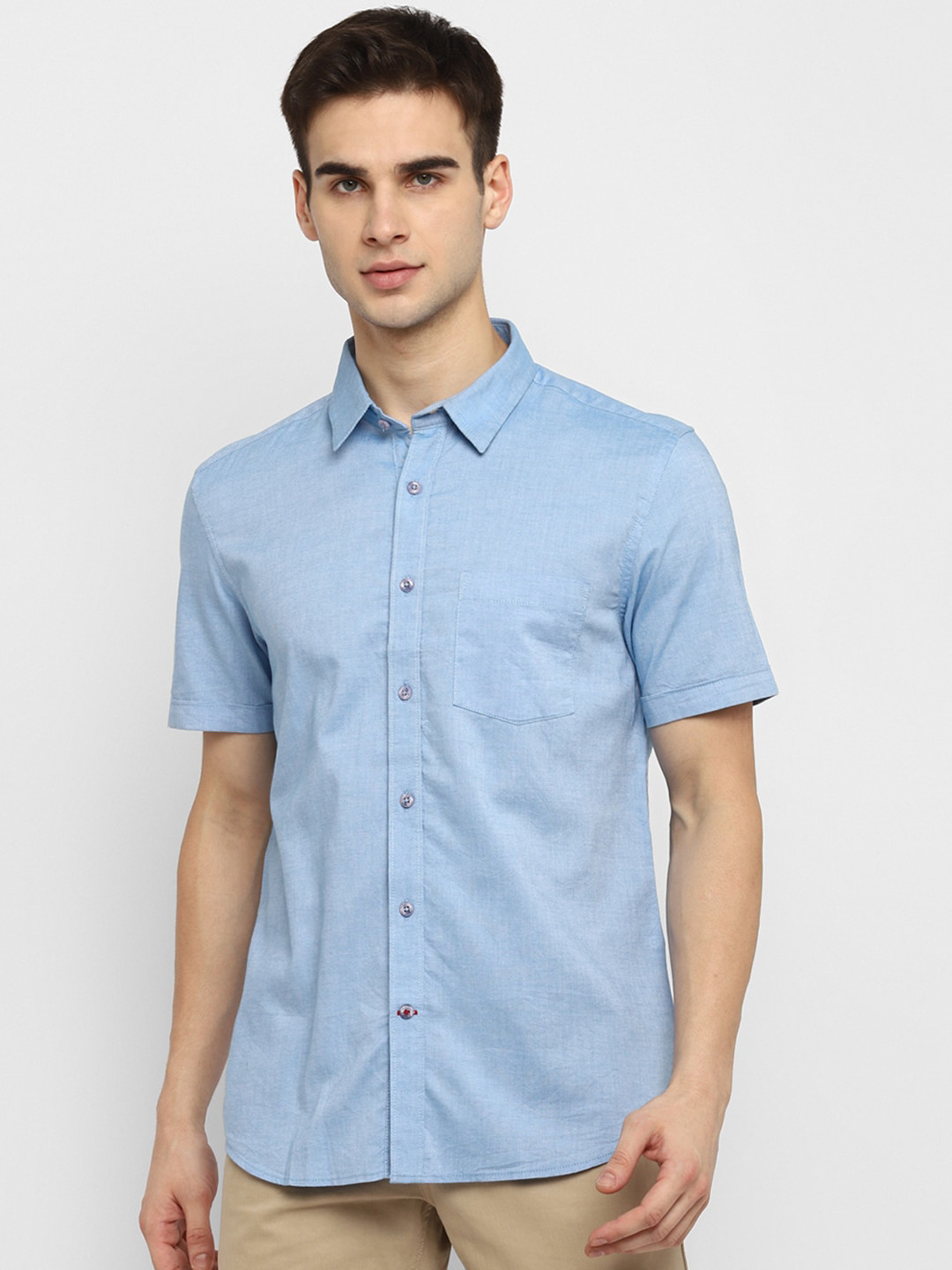 

Red Chief Men Blue Opaque Casual Shirt