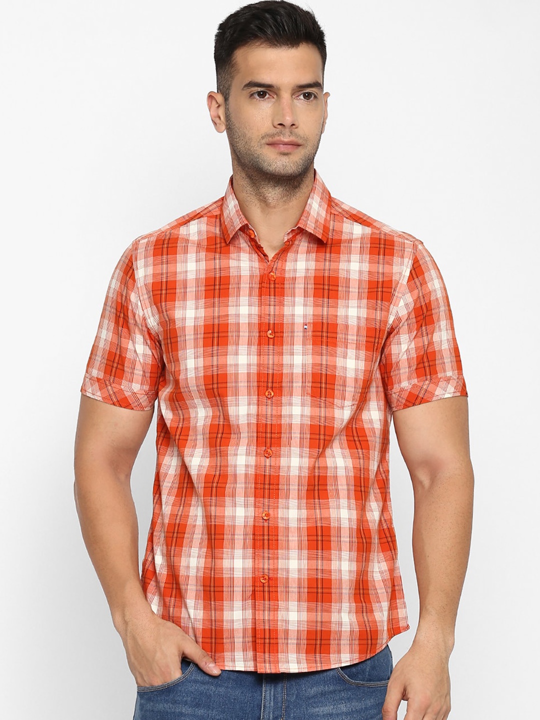 

Red Chief Men White Opaque Checked Casual Shirt