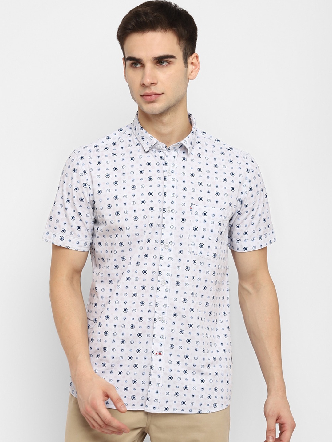 Red Chief Men Blue Opaque Printed Casual Shirt