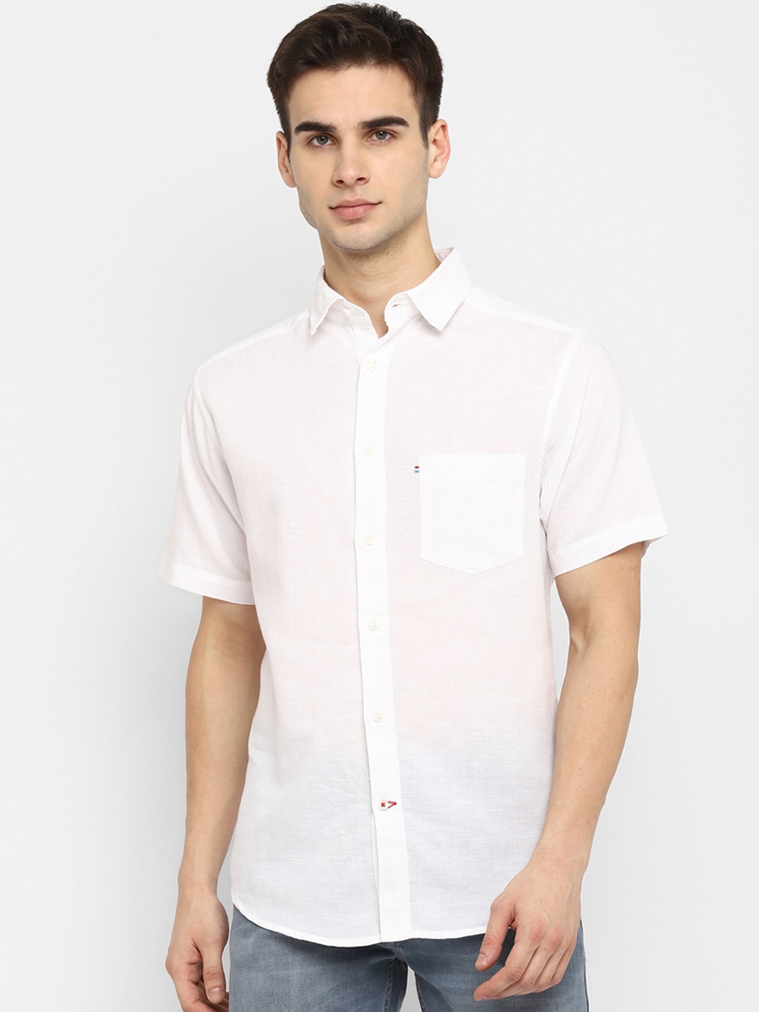 

Red Chief Men White Opaque Casual Shirt