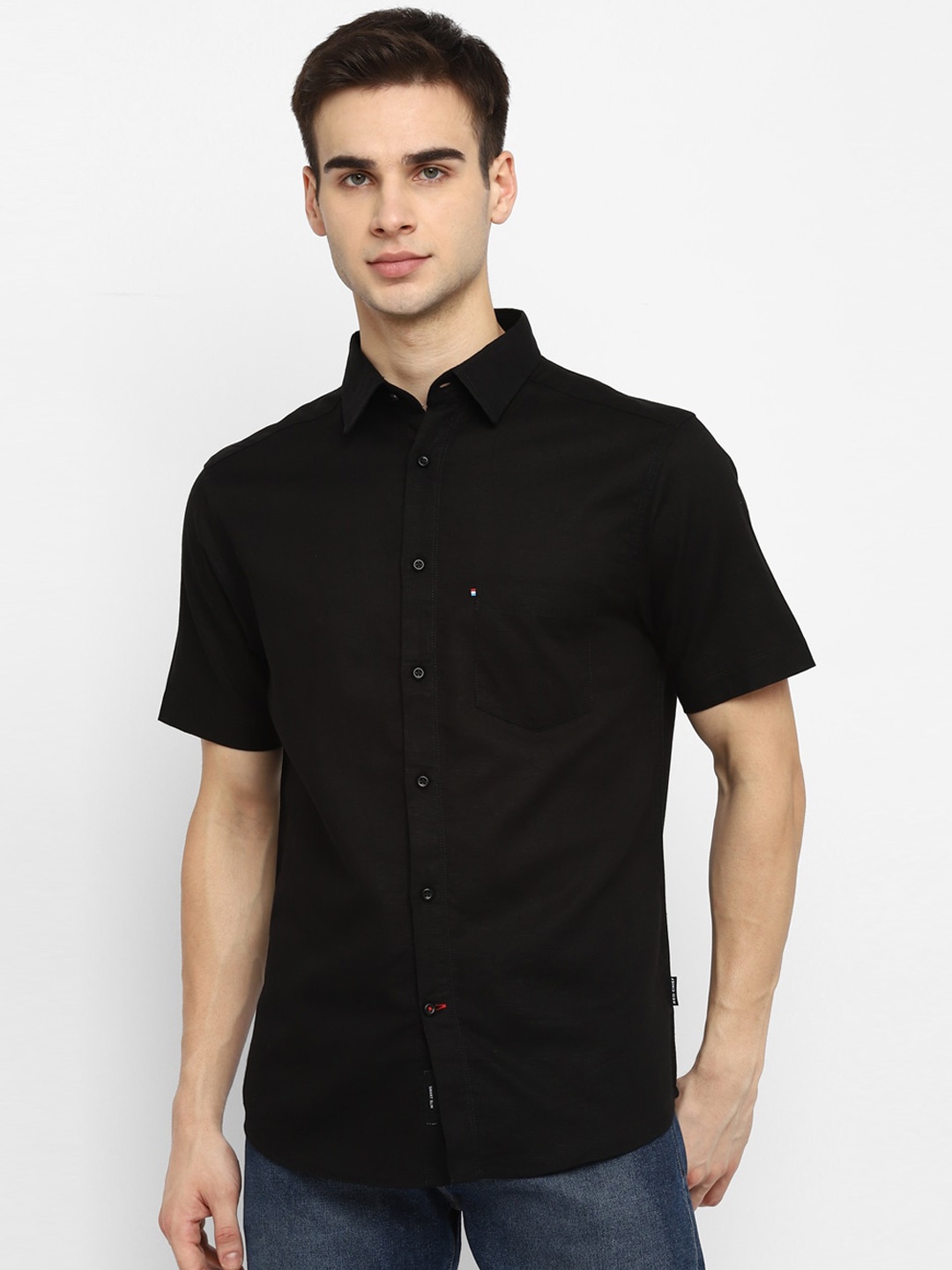 

Red Chief Men Black Opaque Casual Shirt