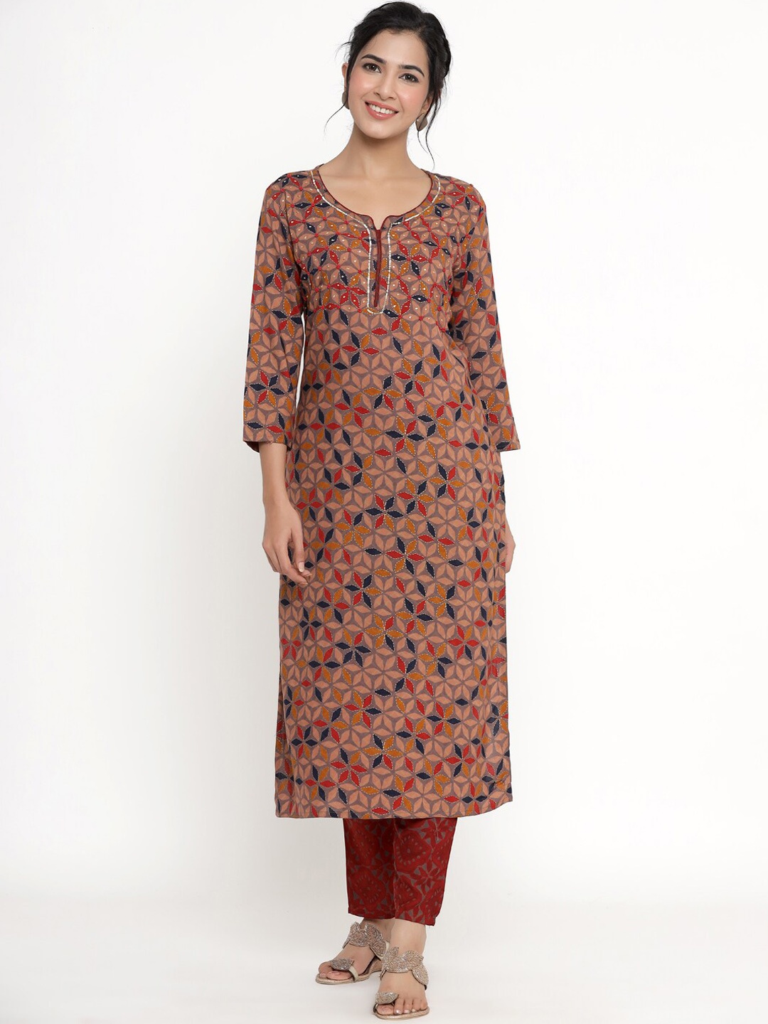 

DIVYANK Women Multicoloured Floral Printed Regular Kurta with Trousers, Multi
