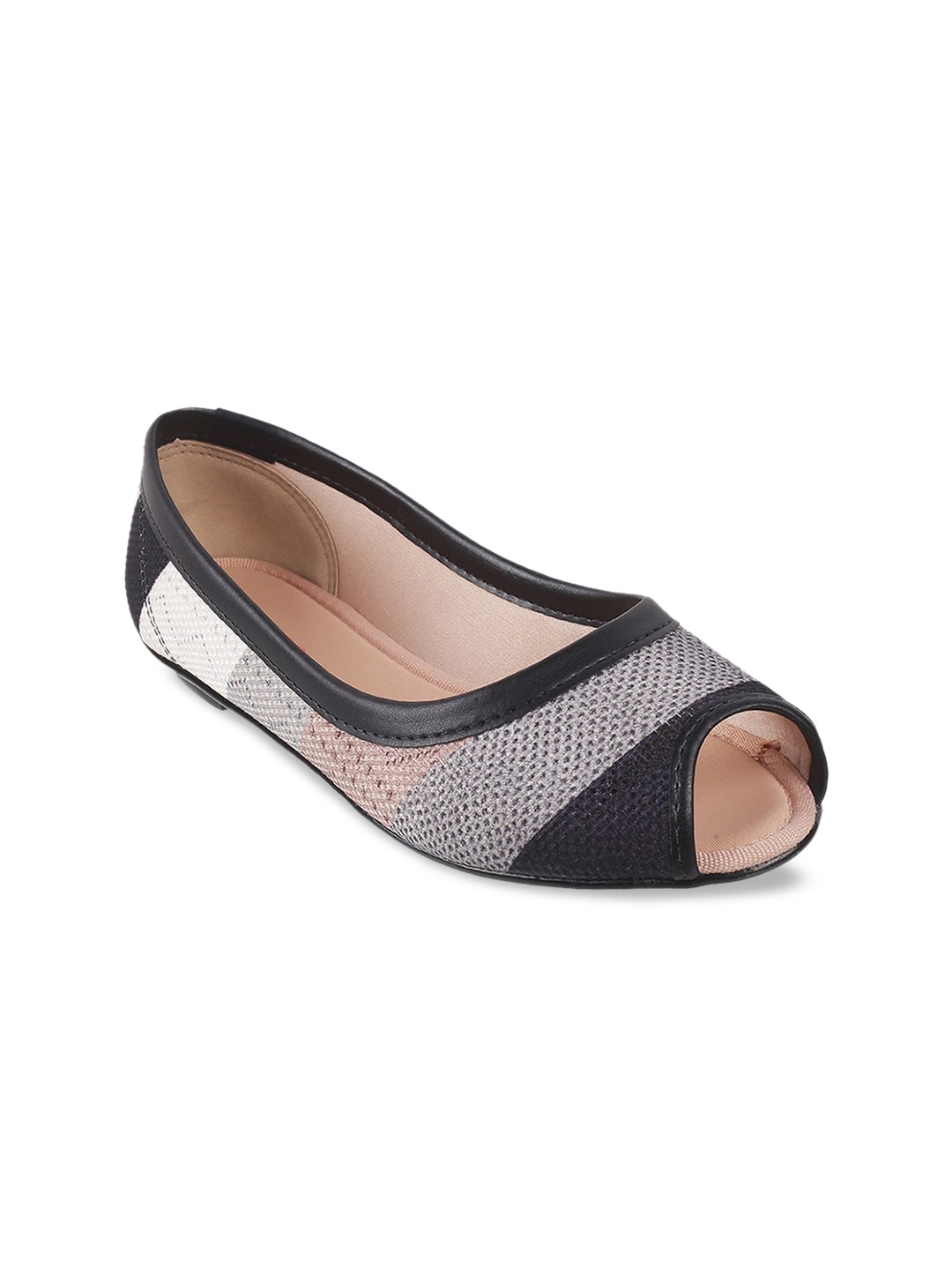 

Metro Women Black Peep Toe Ballerinas Flats