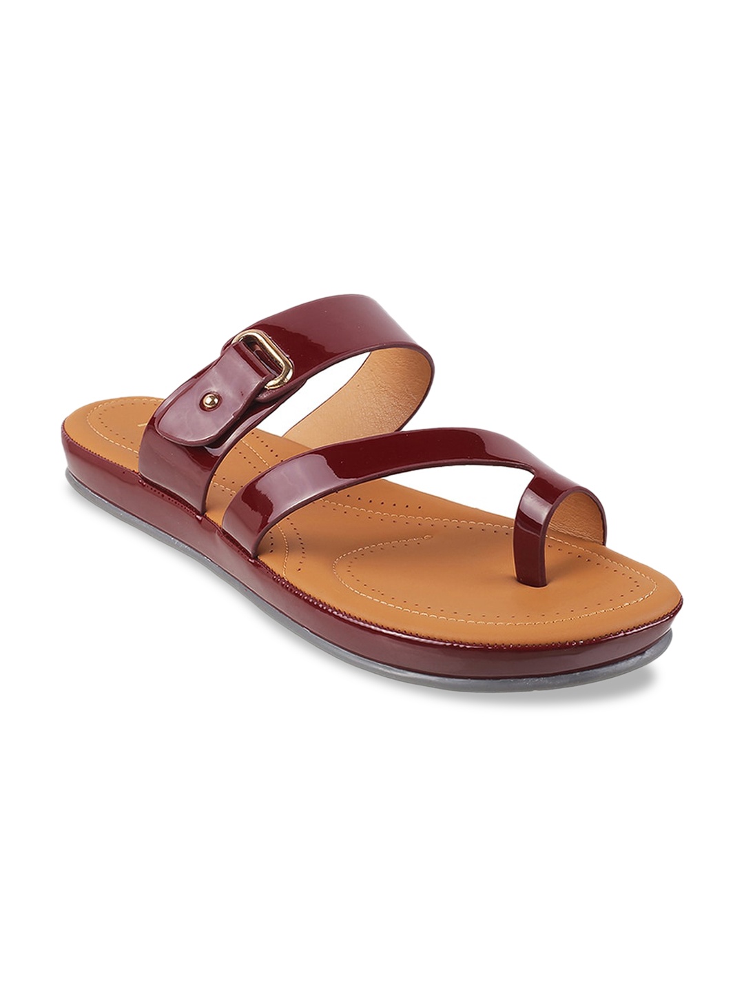 

Metro Women Maroon One Toe Flats with Buckles