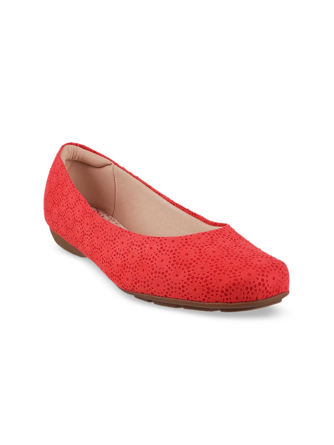 

DAVINCHI Women Peach-Coloured Textured Ballerinas