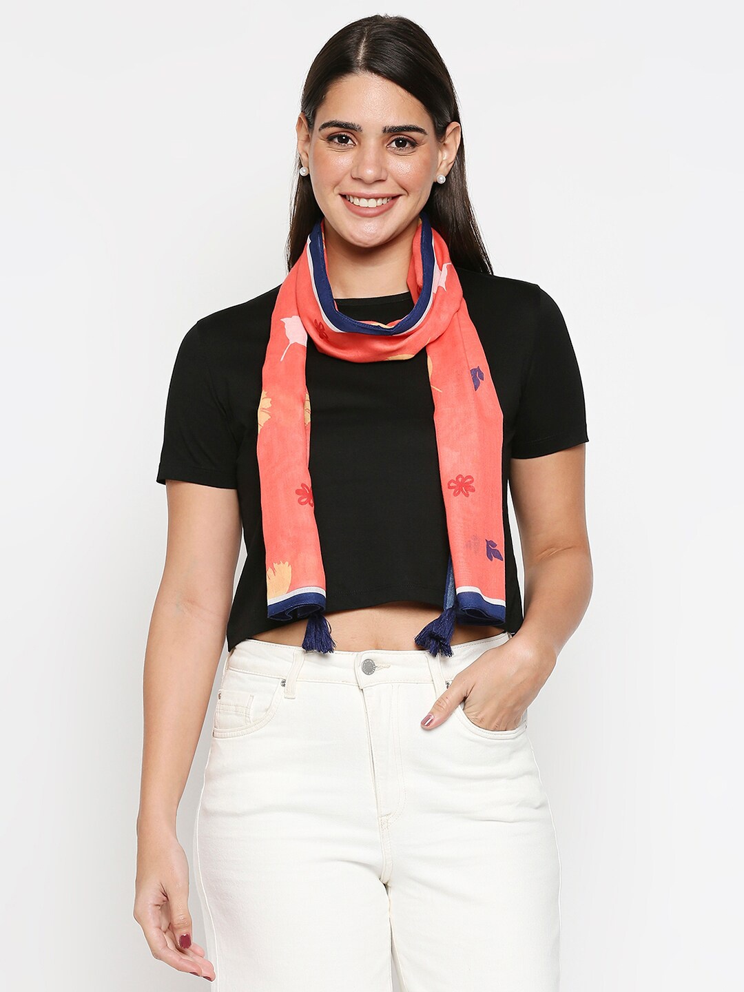 

20Dresses Women Coral & Beige Printed Scarf