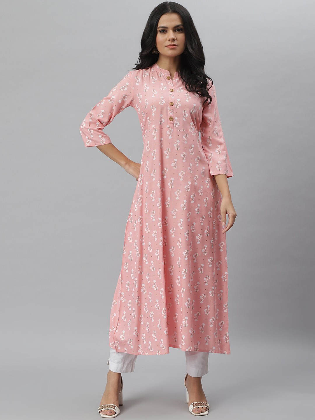 

Stylum Women Pink Floral Printed A-Line Kurta