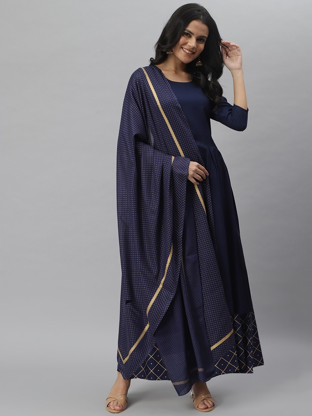 

Stylum Women Navy Blue Anarkali Kurta With Dupatta