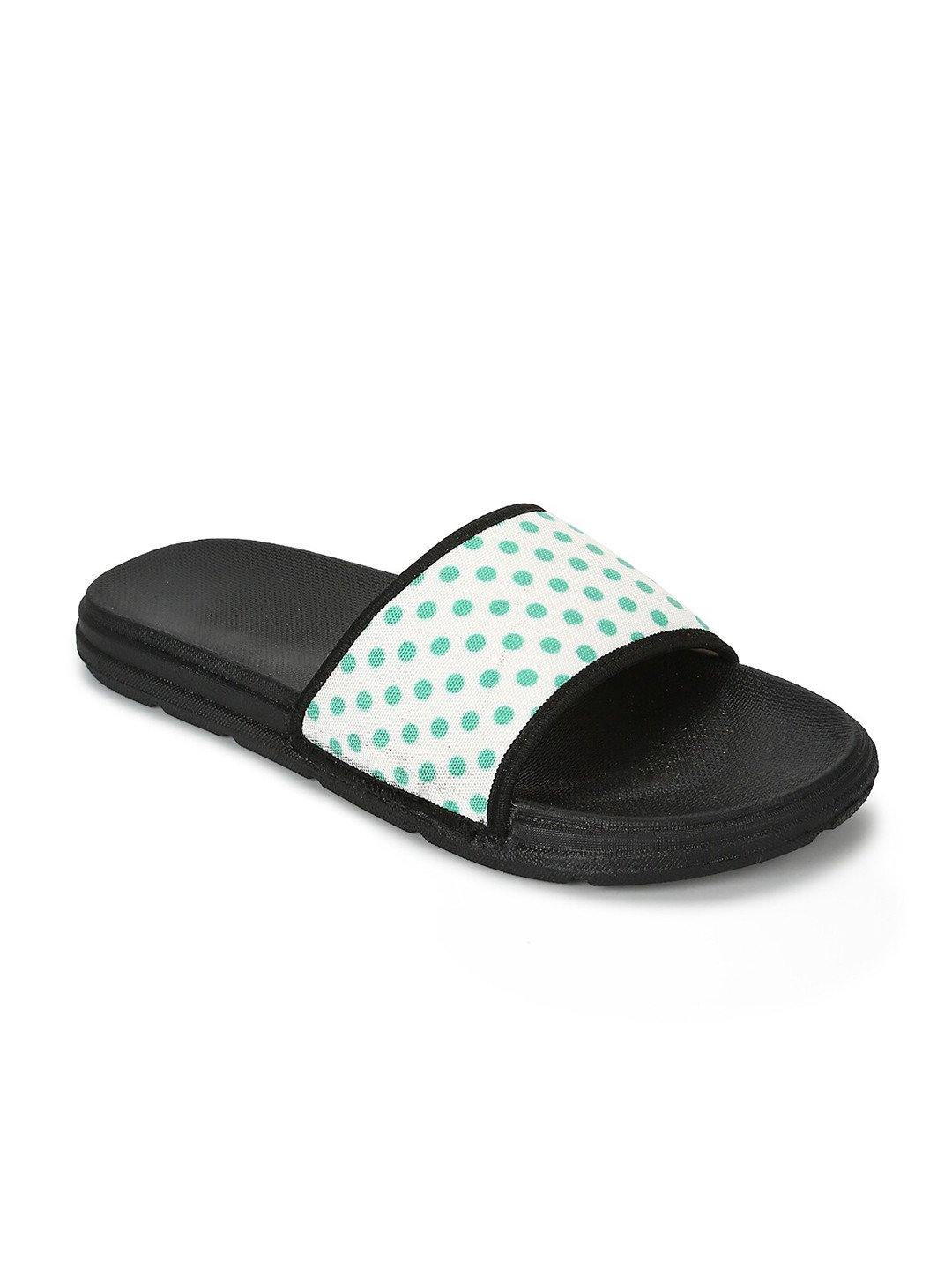 

FF FUNKFEETS Unisex White & Sea Green Printed Sliders