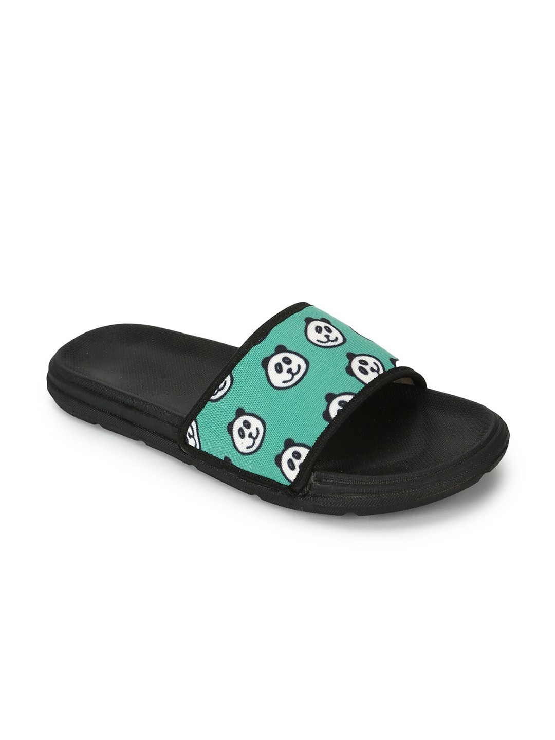 

FF FUNKFEETS Unisex Black & Sea Green Printed Sliders