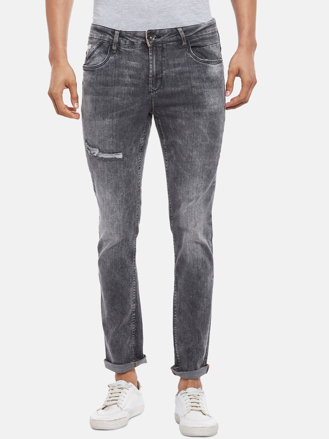 

SF JEANS by Pantaloons Men Grey Skinny Fit Low-Rise Mildly Distressed Heavy Fade Jeans