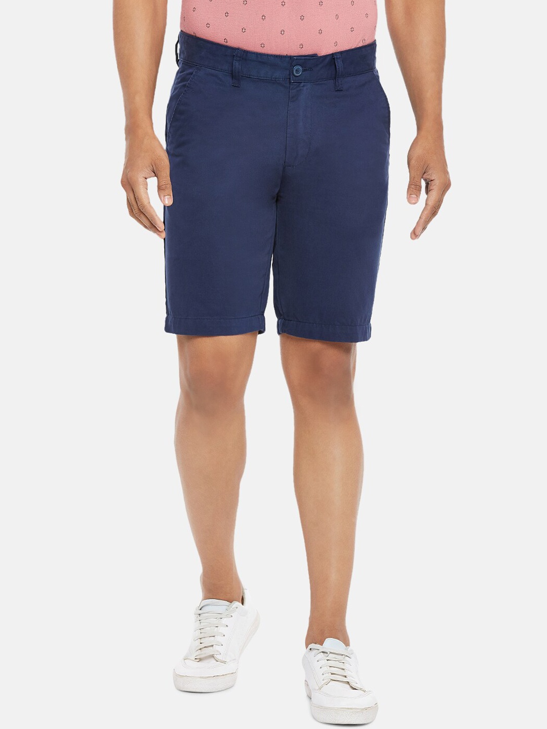 

BYFORD by Pantaloons Men Navy Blue Slim Fit Low-Rise Chino Shorts