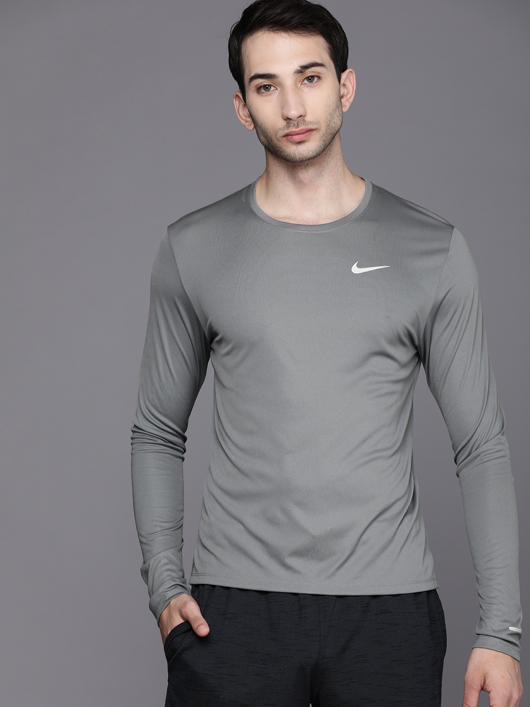 

Nike Men Grey Dri-FIT AS UV Miler T-shirt