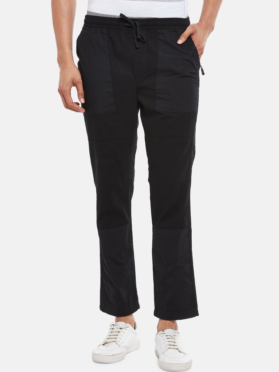 

Urban Ranger by pantaloons Men Black Slim Fit Mid Rise Cotton Trousers