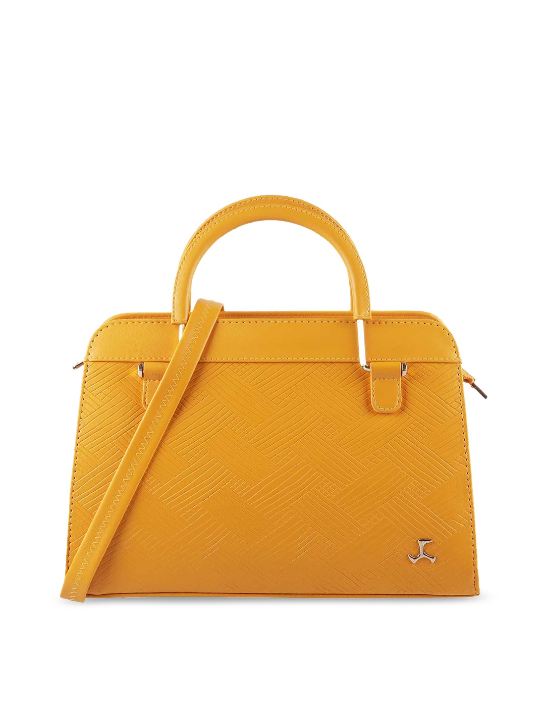 

Mochi Women Yellow PU Swagger Handheld Bag With Detachable Strap