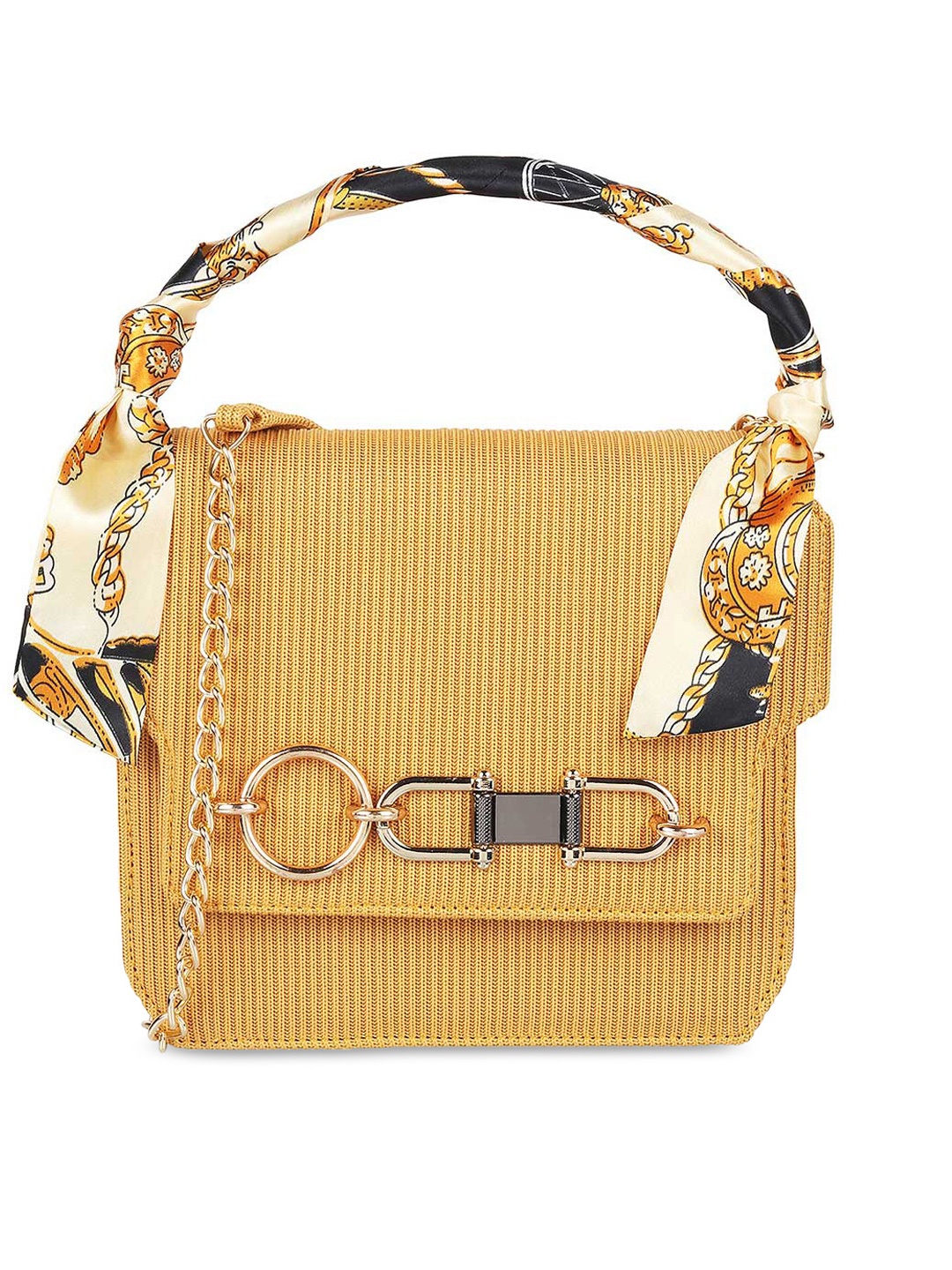 

Mochi Yellow Textured Structured Handheld Bag