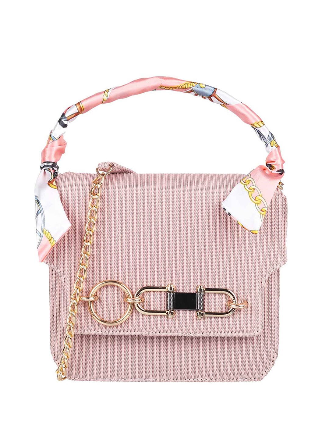 

Mochi Pink Textured Structured Handheld Bag with Tasselled