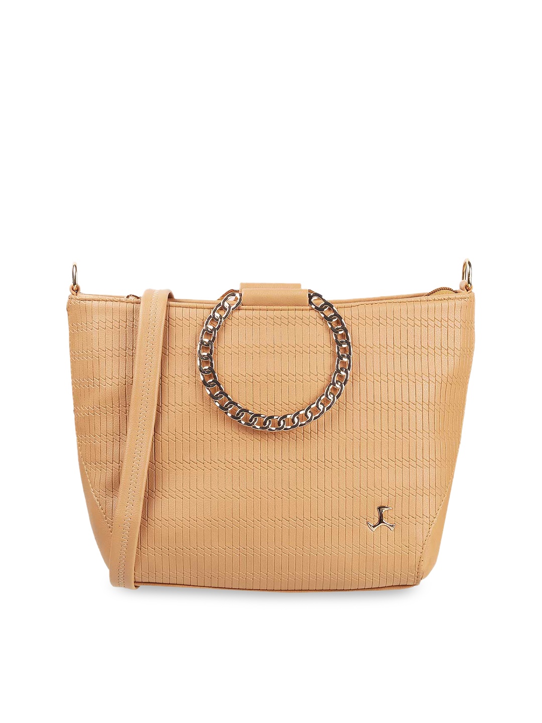 

Mochi Women Beige PU Swagger Handheld Bag With Detachable Sling Strap