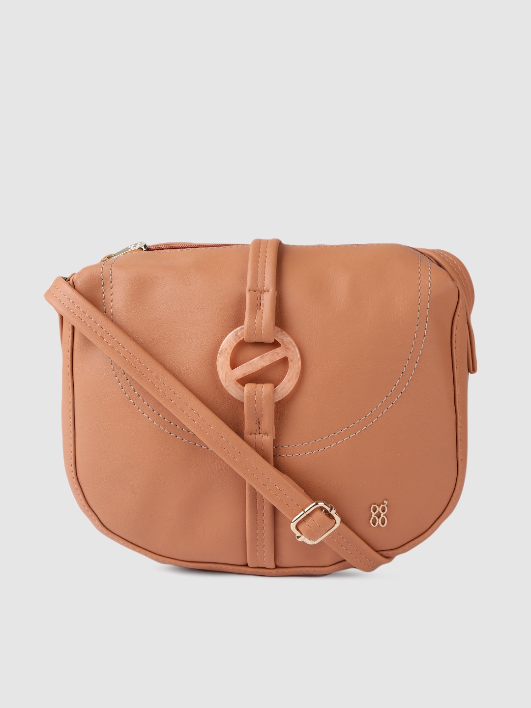 

Baggit Tan Brown Solid Half Moon Sling Bag