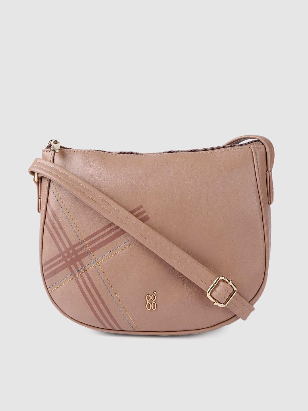 

Baggit Dusty Pink Solid Half Moon Sling Bag