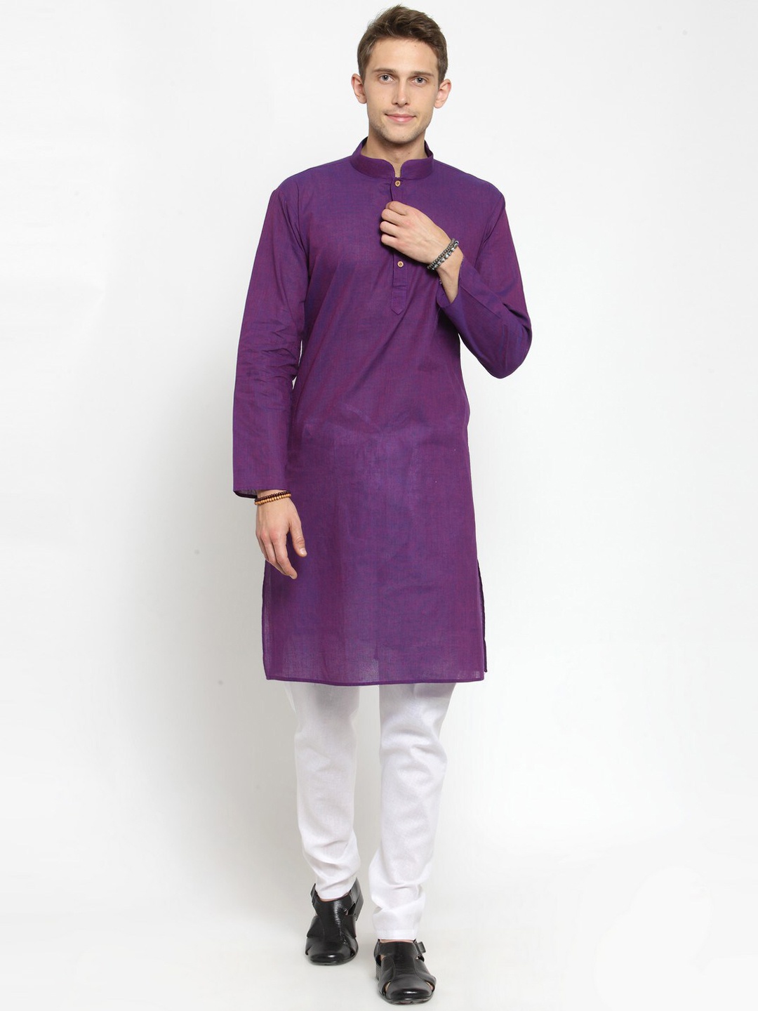 

RG DESIGNERS Men Purple Regular Handloom Kurta with Pyjamas