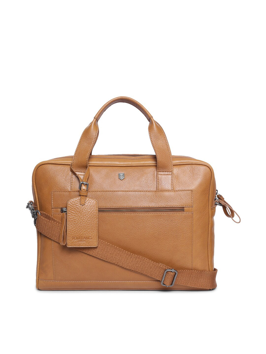 

TOM LANG LONDON Unisex Tan Textured Leather Laptop Bag