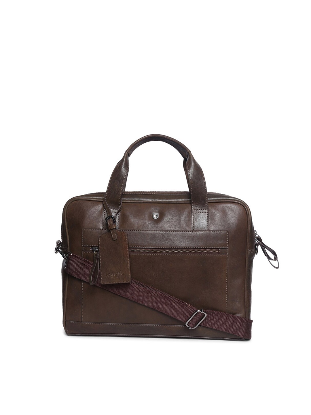 

TOM LANG LONDON Unisex Brown Solid Leather Laptop Bag