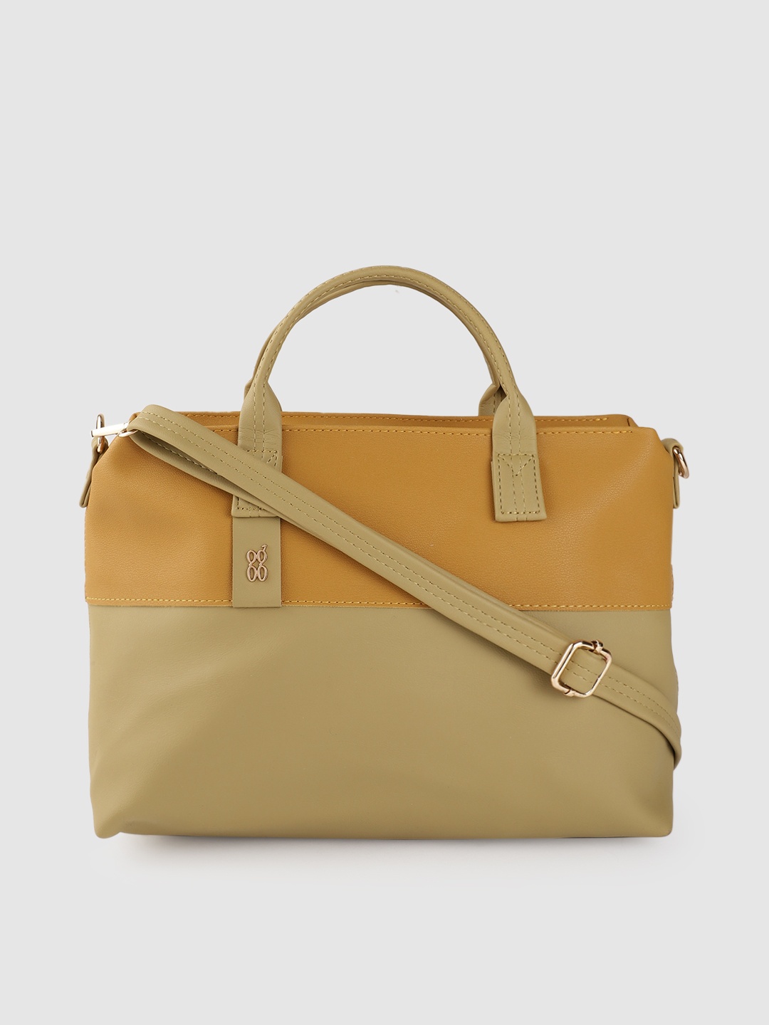 

Baggit Mustard Yellow Colourblocked Handheld Bag