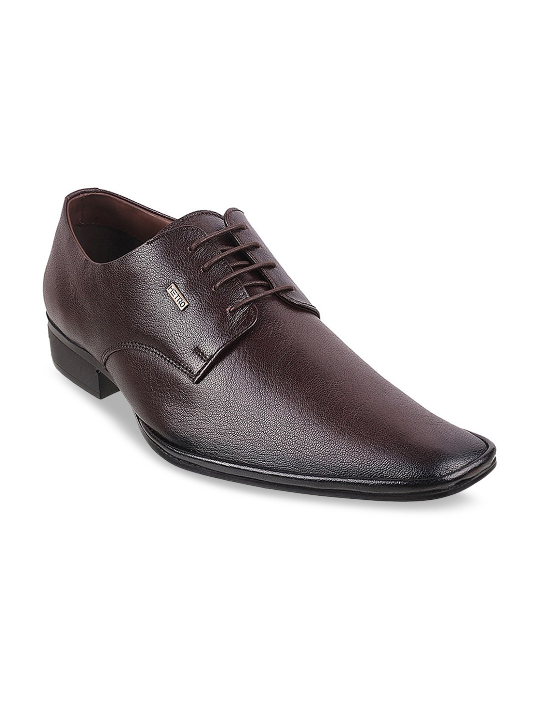 

Metro Men Maroon Solid Leather Formal Derbys