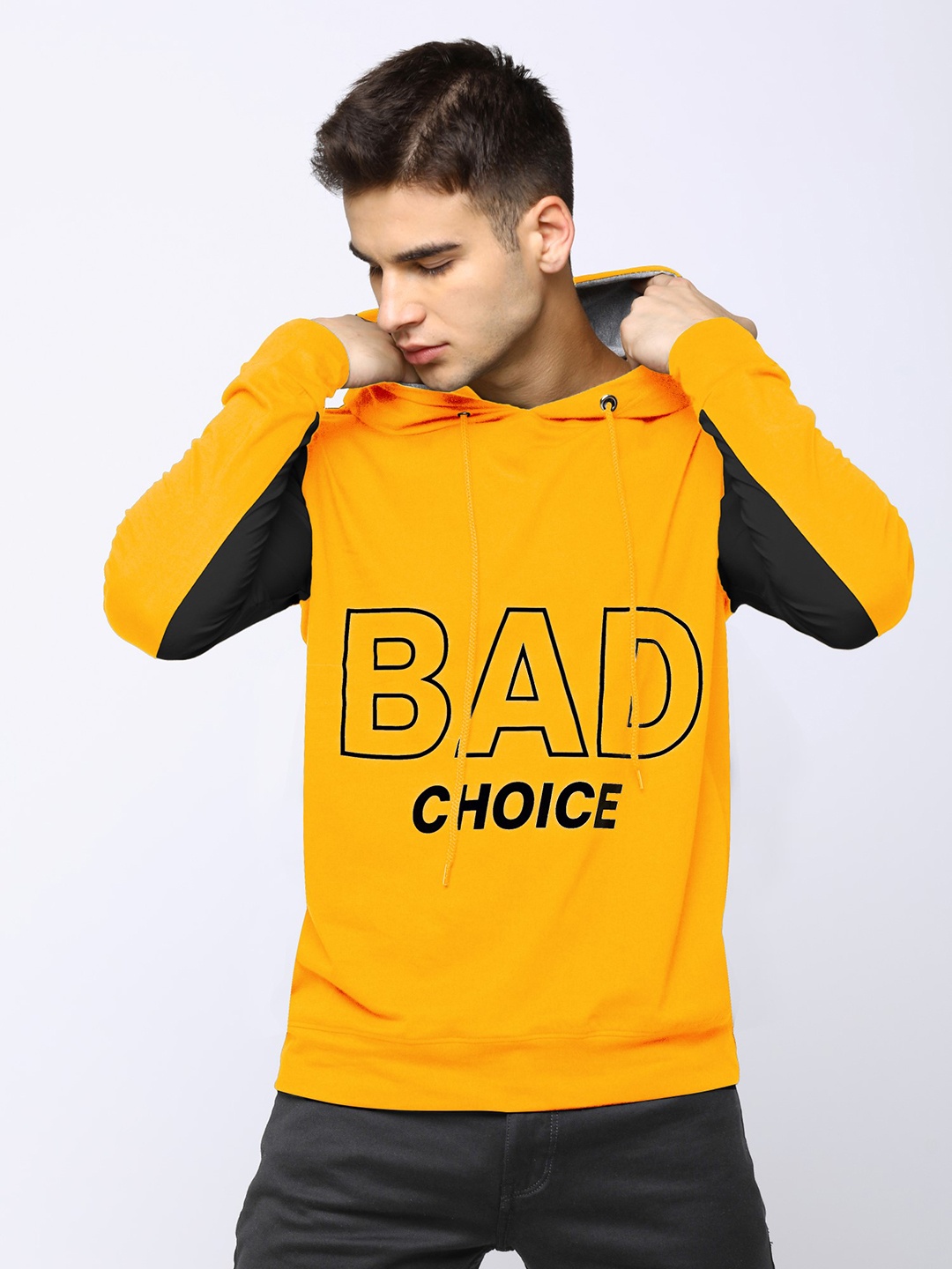 

Maniac Men Black & Yellow Typography Printed T-shirt