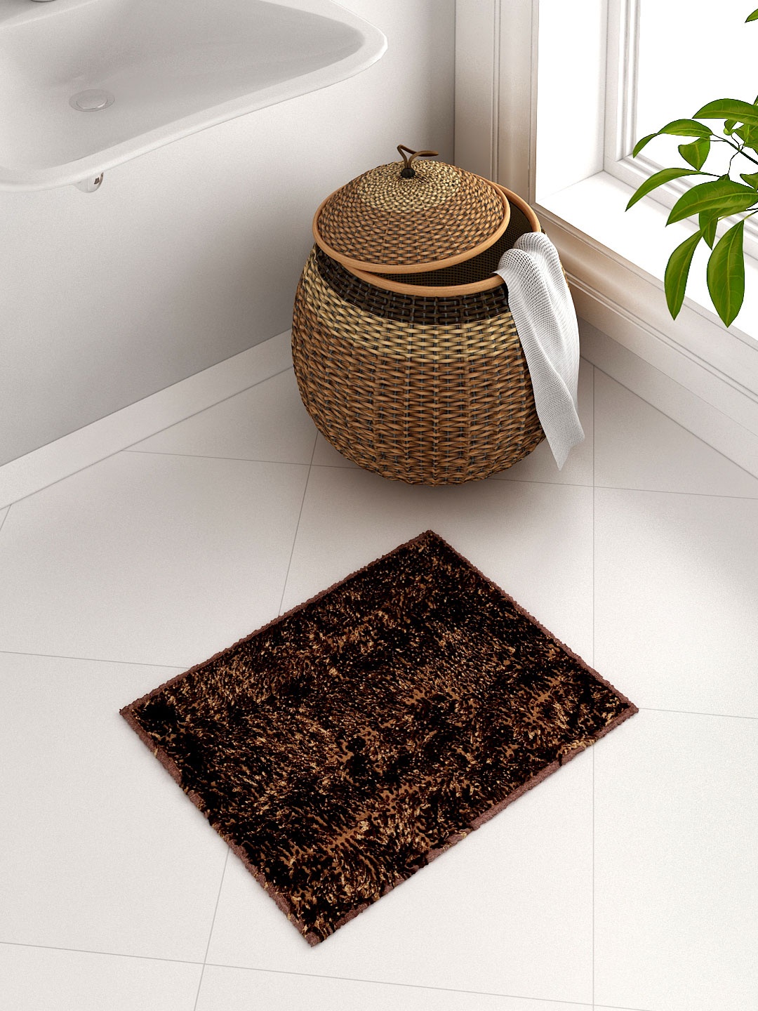 

Cortina Brown Ruffled Rectangular Bath Rug