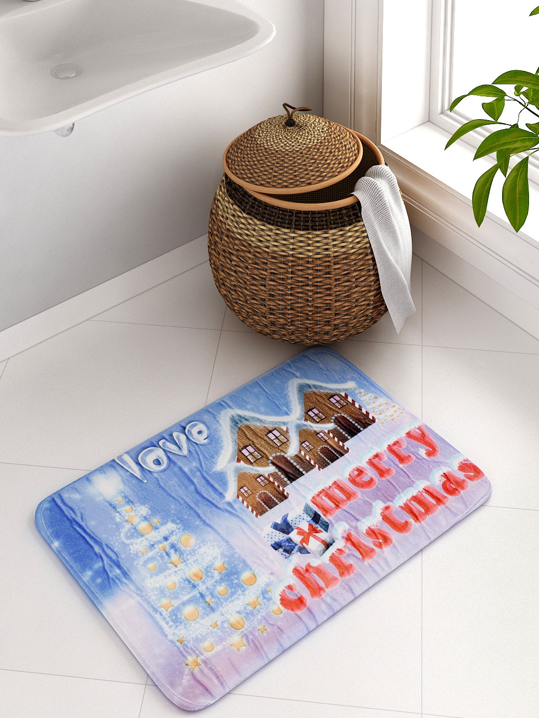 

Cortina Blue & Purple Printed Rectangular Bath Rug