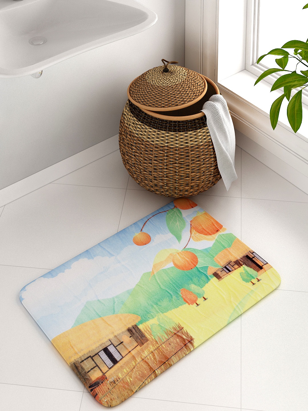 

Cortina Multicoloured Printed Rectangular Bath Rug, Multi