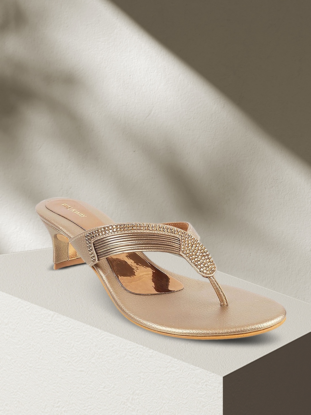 

WALKWAY by Metro Gold Block Ethnic Embellished Sandals