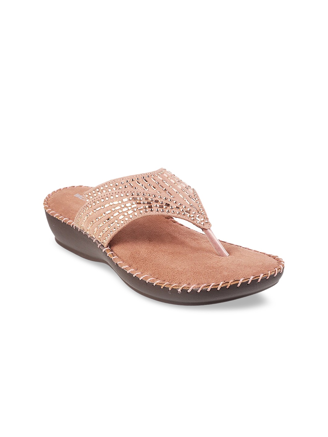 

WALKWAY by Metro Peach-Coloured Embellished Comfort Sandals