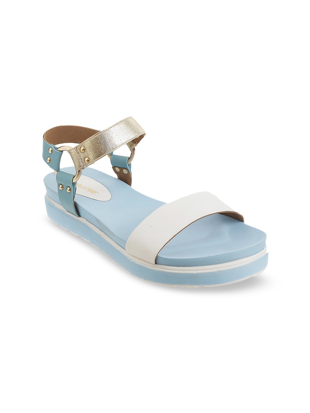 

WALKWAY by Metro Blue Flatform Peep Toes with Buckles