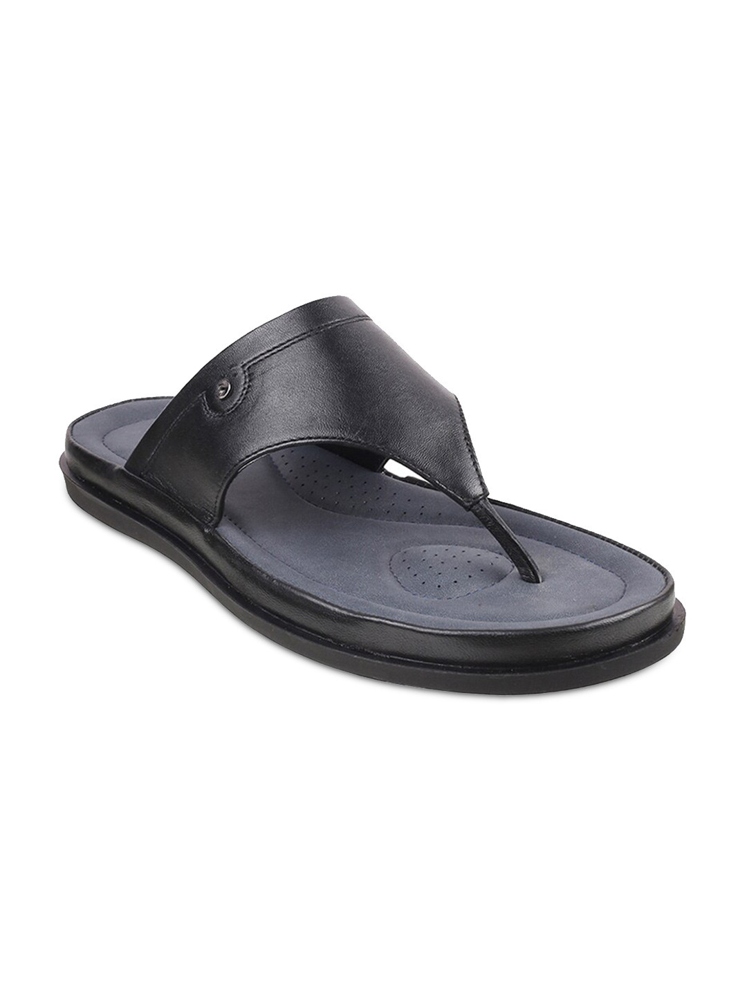 

Metro Men Black & Grey Leather Comfort Sandals