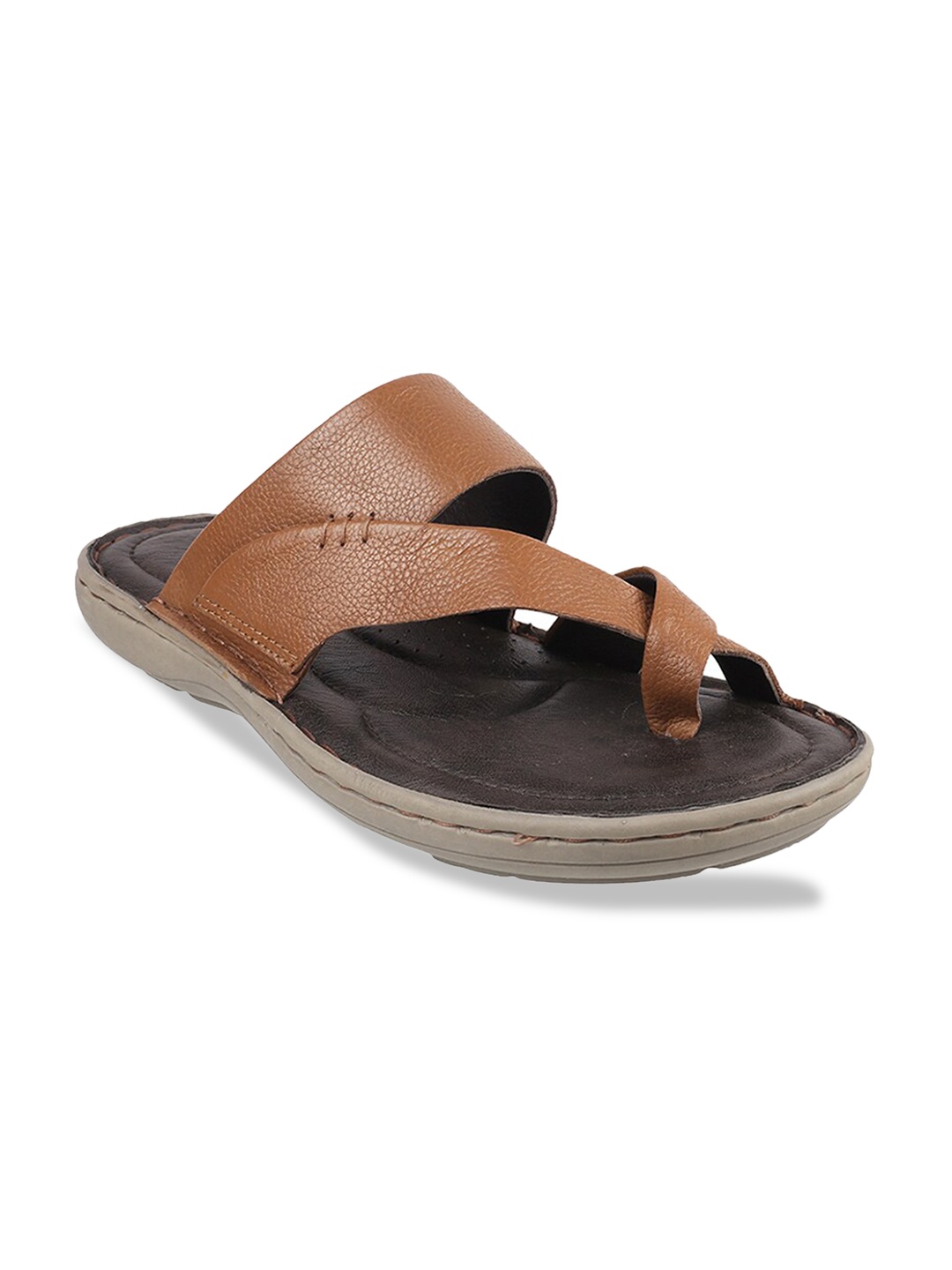 

Metro Men Camel Brown Leather Comfort Sandals