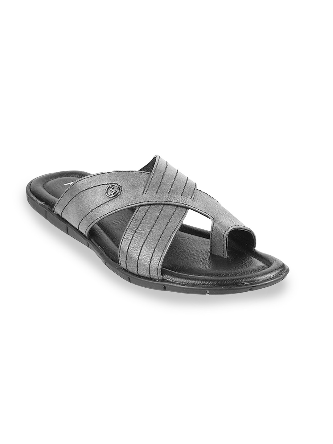 

Metro Men Grey & Black Leather Comfort Sandals