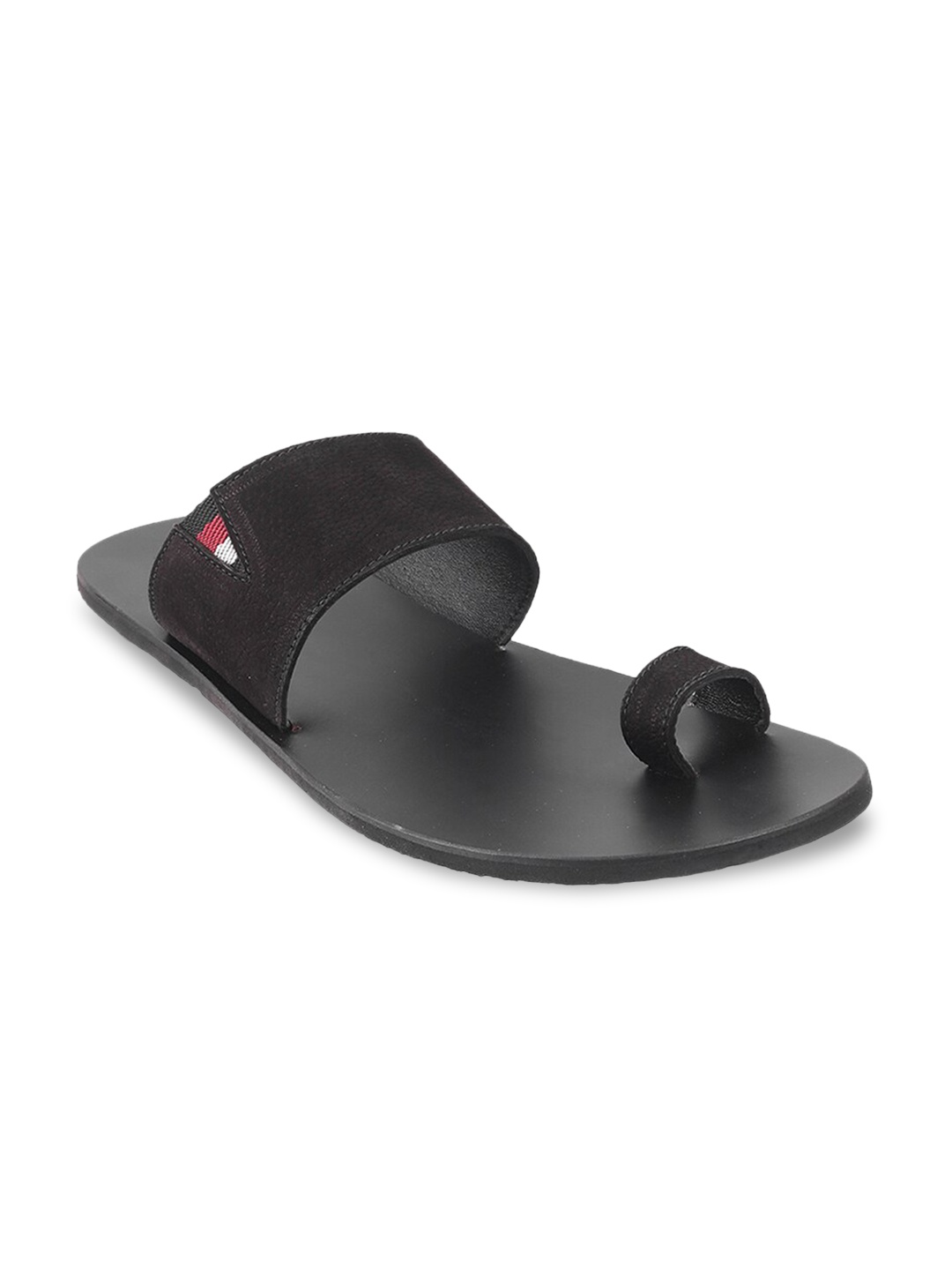 

Metro Men Black & Red Leather Comfort Sandals