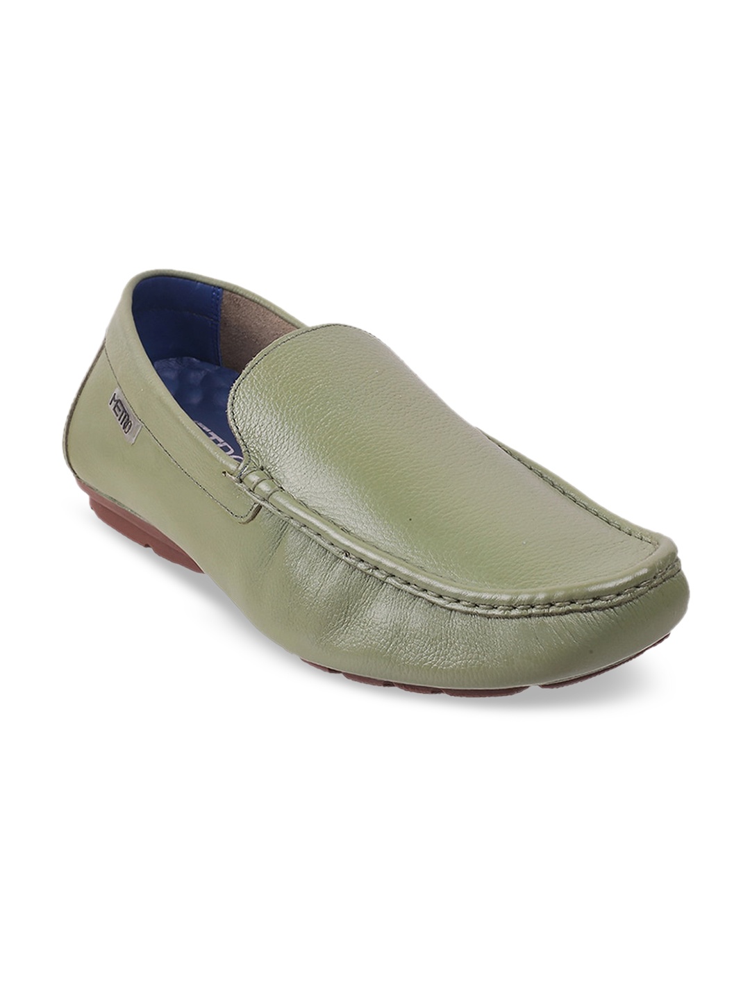

Metro Men Green Leather Loafers