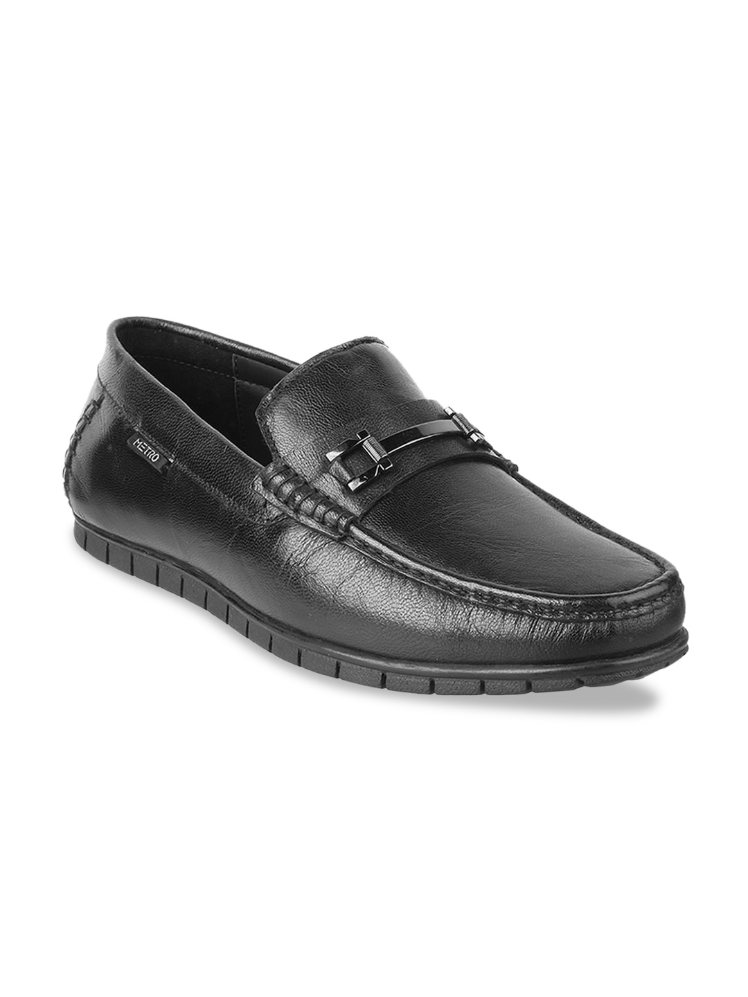 

Metro Men Black Leather Loafers