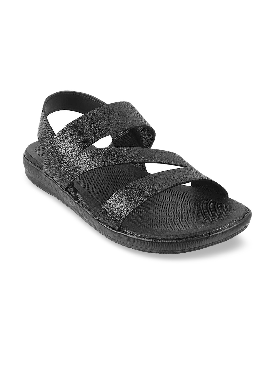 

Metro Men Black Leather Comfort Sandals