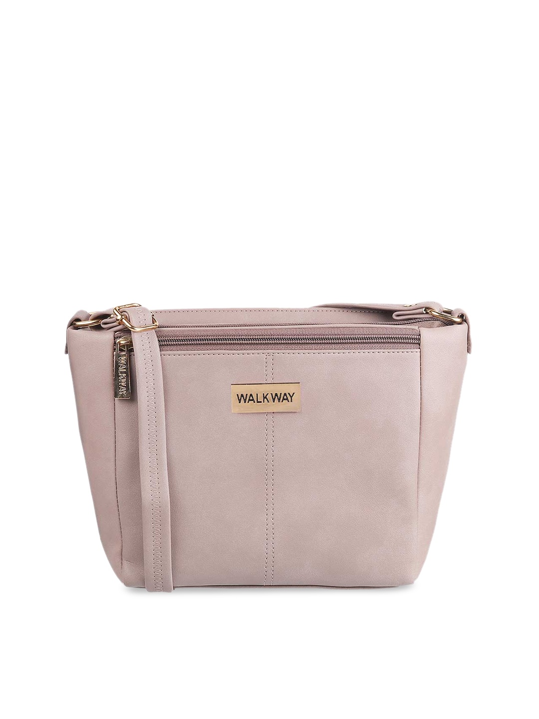 

WALKWAY by Metro Peach-Coloured Structured Sling Bag