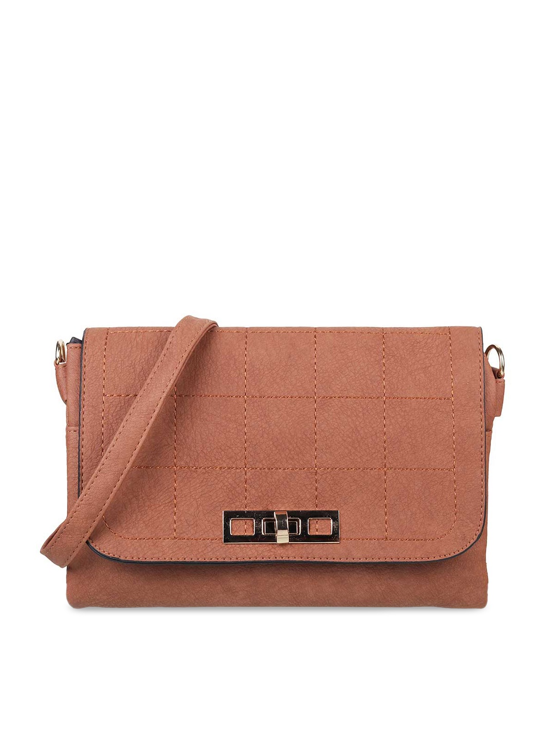 

WALKWAY by Metro Tan Solid Structured Sling Bag