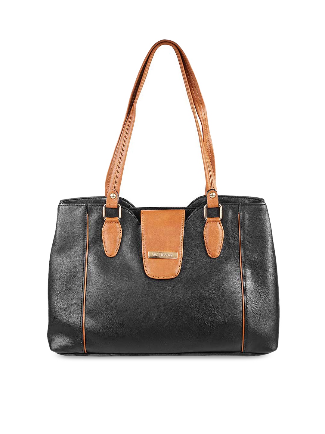 

WALKWAY by Metro Black and Brown Structured Shoulder Bag